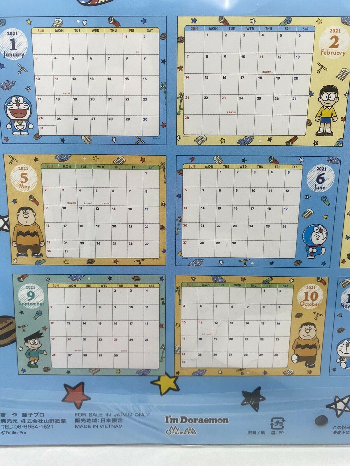 Doraemon Monthly Wall Calendar 2021 from Daiso Japan