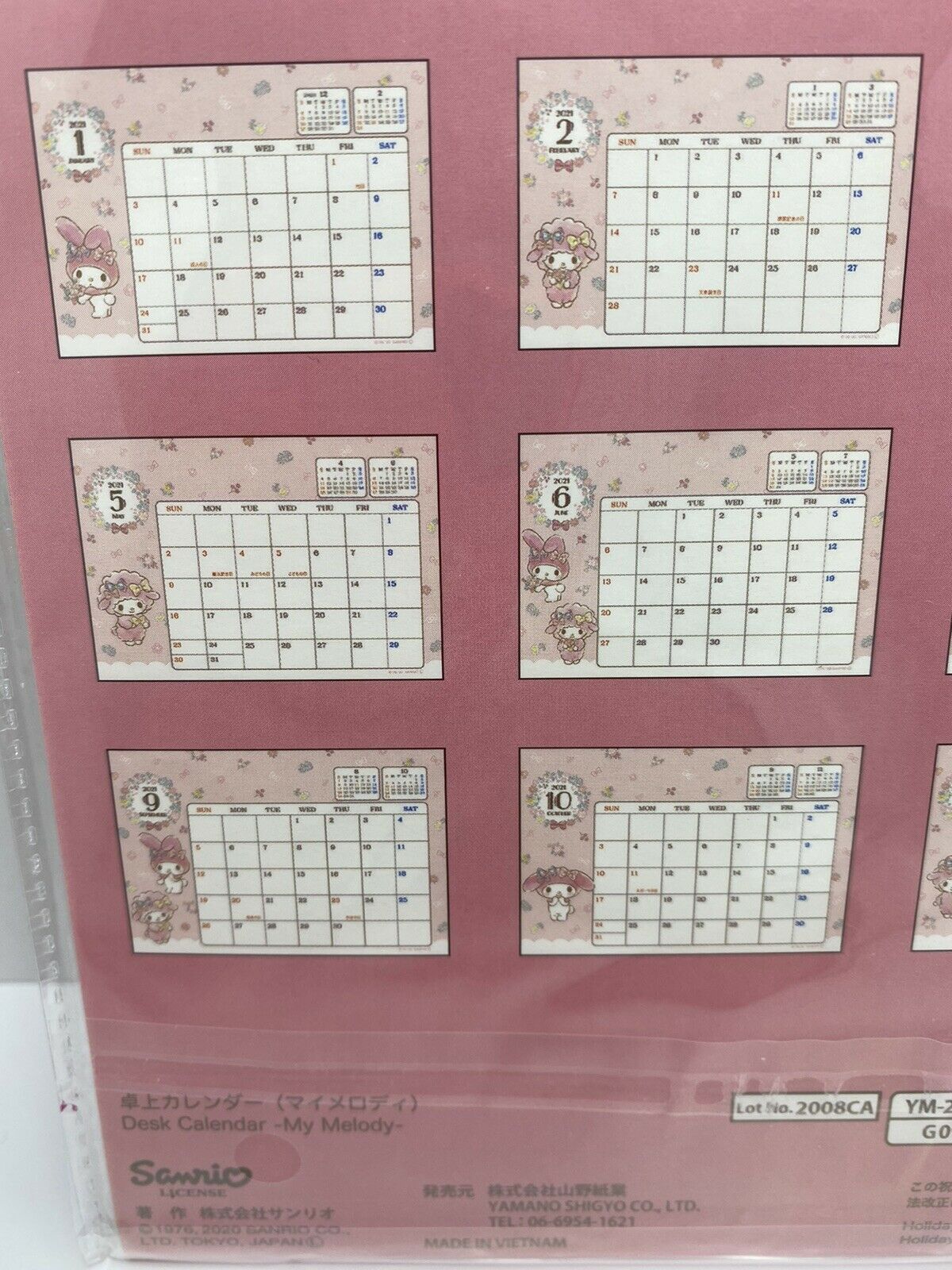 My Melody Sanrio Kawaii Monthly Desk Calendar 2021 from Japan NEW
