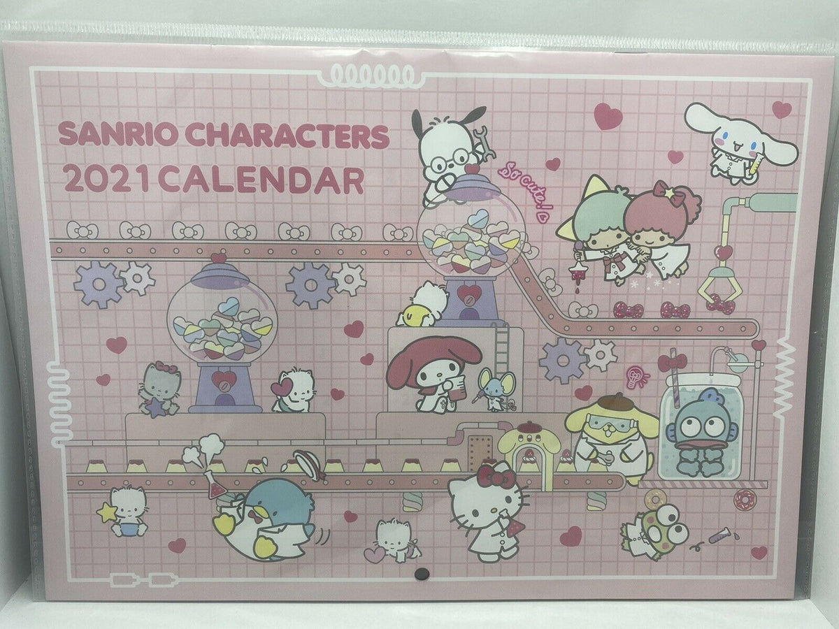 SANRIO CHARACTERS(Kitty, My Melody) Monthly Wall Calendar 2021 from Daiso Japan