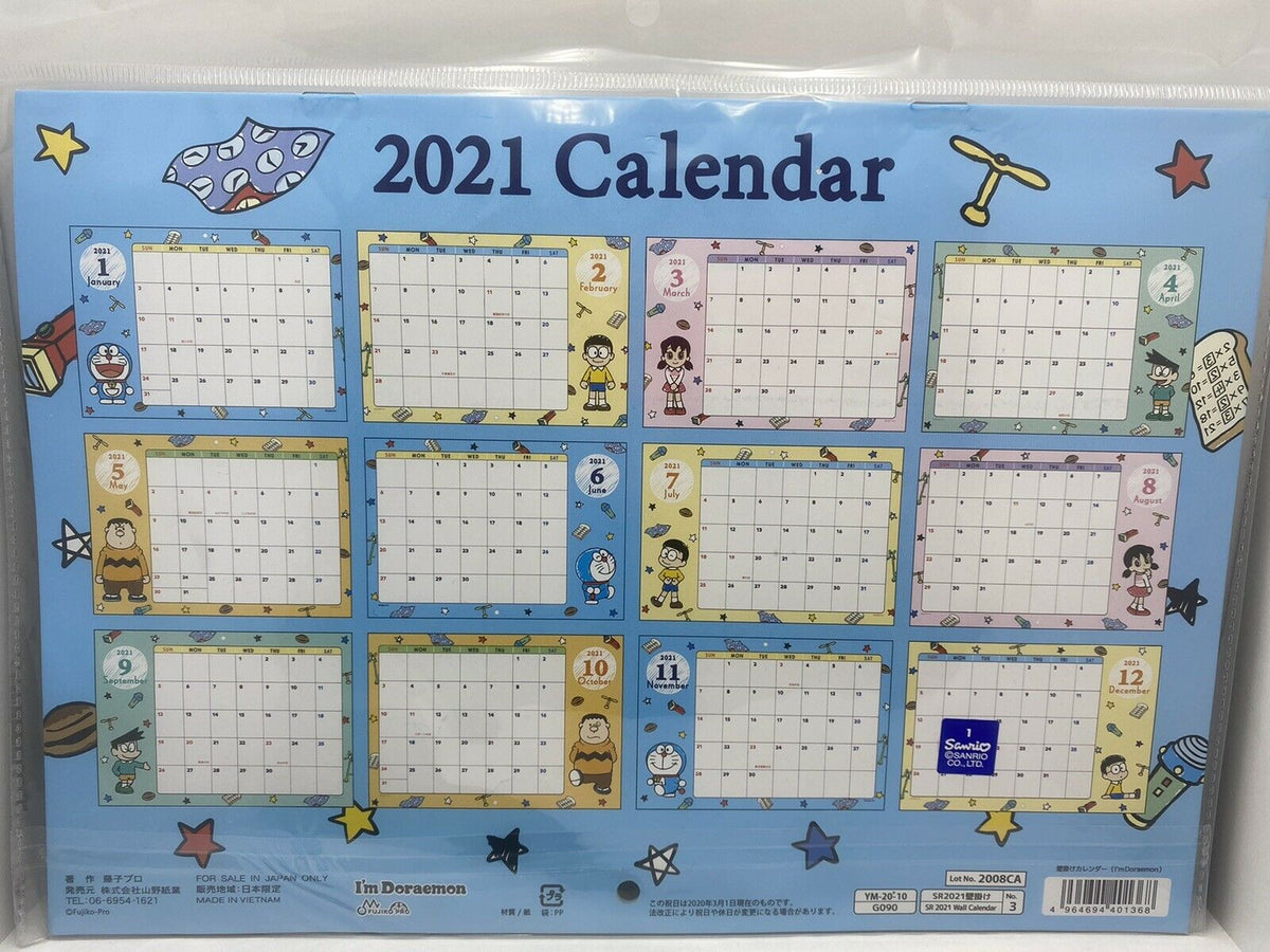 Doraemon Monthly Wall Calendar 2021 from Daiso Japan