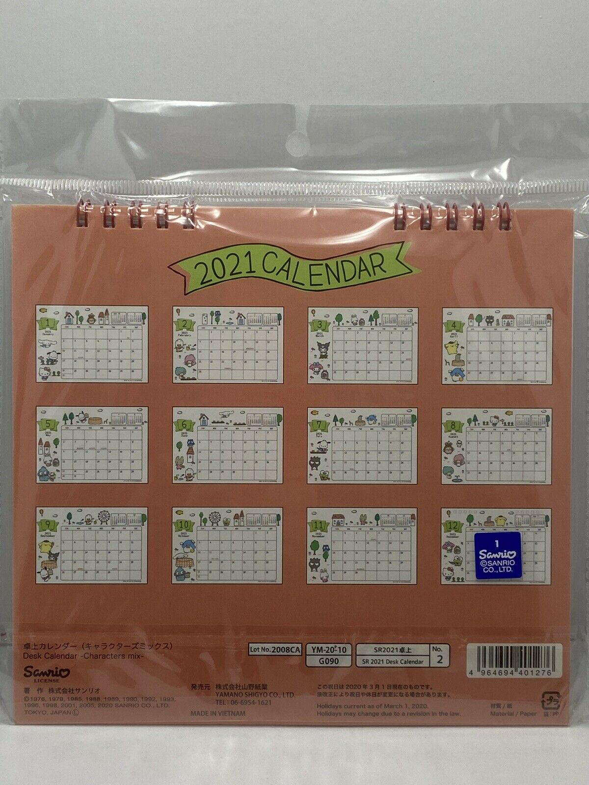 Sanrio Characters Kawaii Monthly Desk Calendar 2021 from Japan NEW
