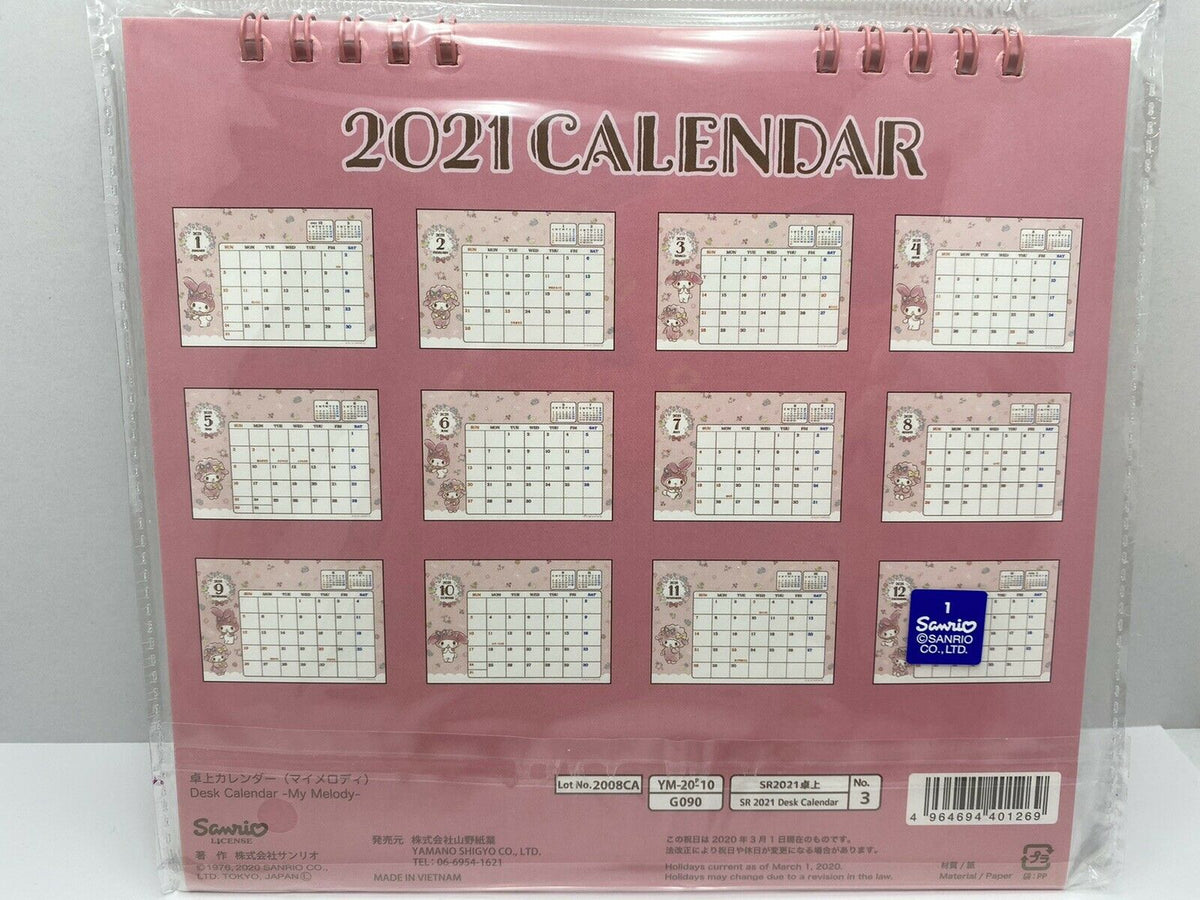 My Melody Sanrio Kawaii Monthly Desk Calendar 2021 from Japan NEW