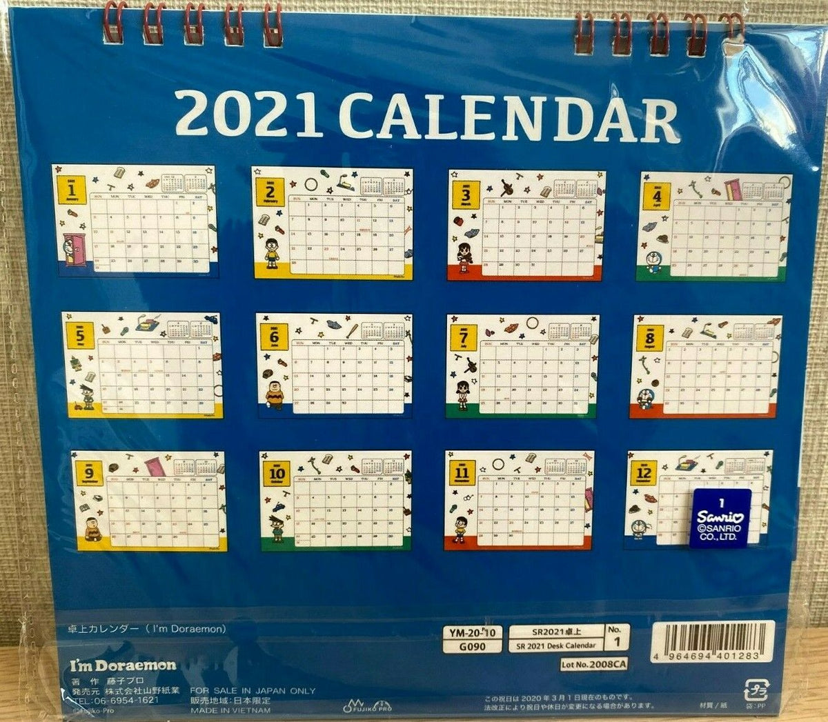 Doraemon Monthly Desk Calendar 2021 from Daiso Japan