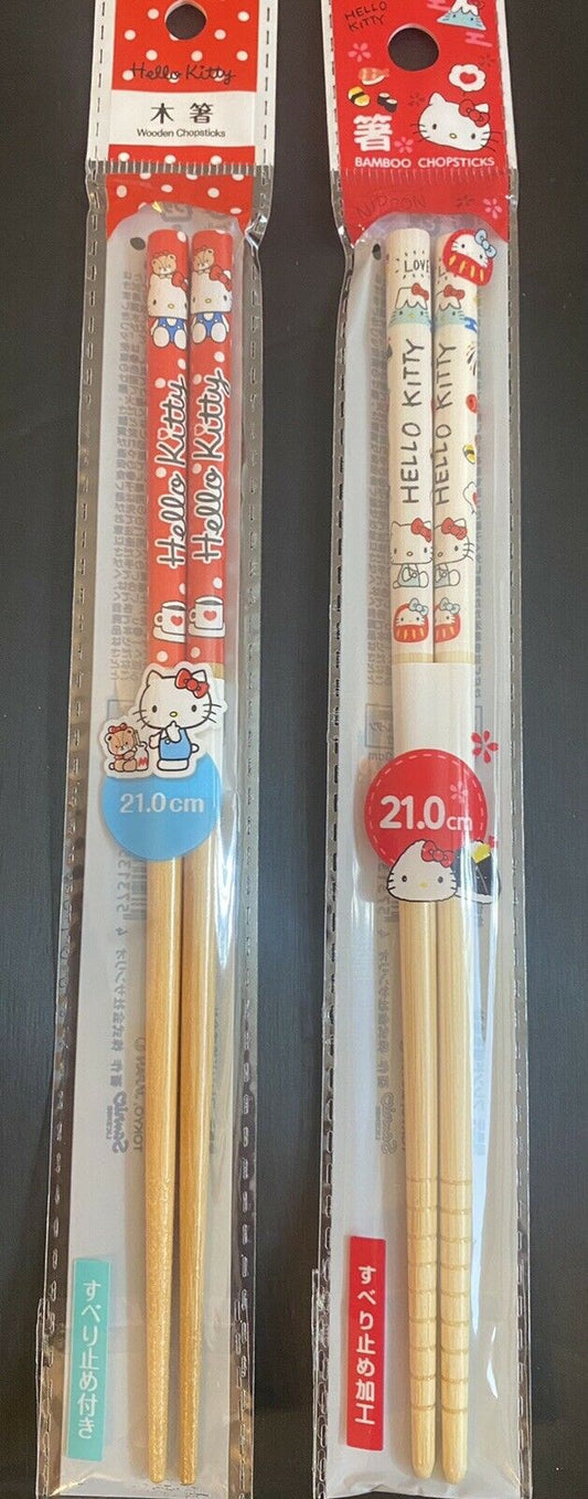 Sanrio Hello Kitty Wooden Chopsticks 2 set from Japan